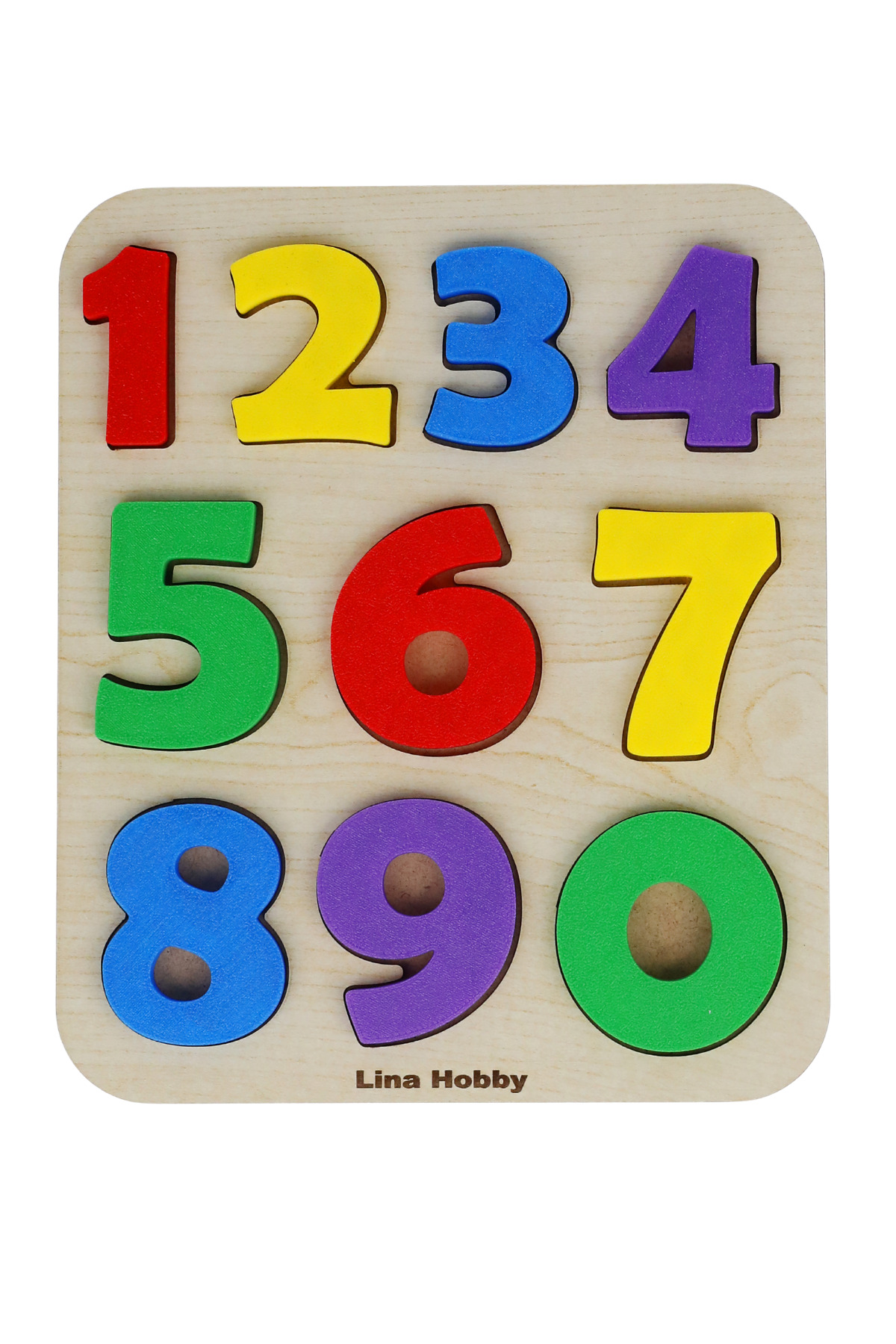 مجموعه دو تکه پازل حروف و اعداد – اسباب‌بازی آموزشی با پایه چوبی و حروف/اعداد پلاستیکی