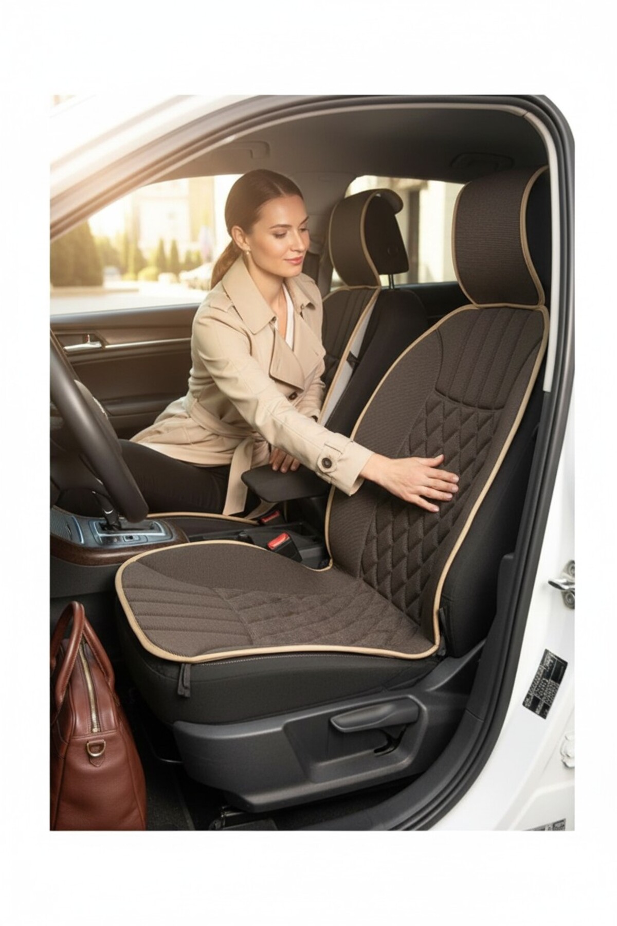 HMNL Renault Megane Koyu Bej Koltuk Kılıf Koruyucu Minderi Ön 2li Minder Ortopedik Lüks fotoğrafı 3 (önizleme)