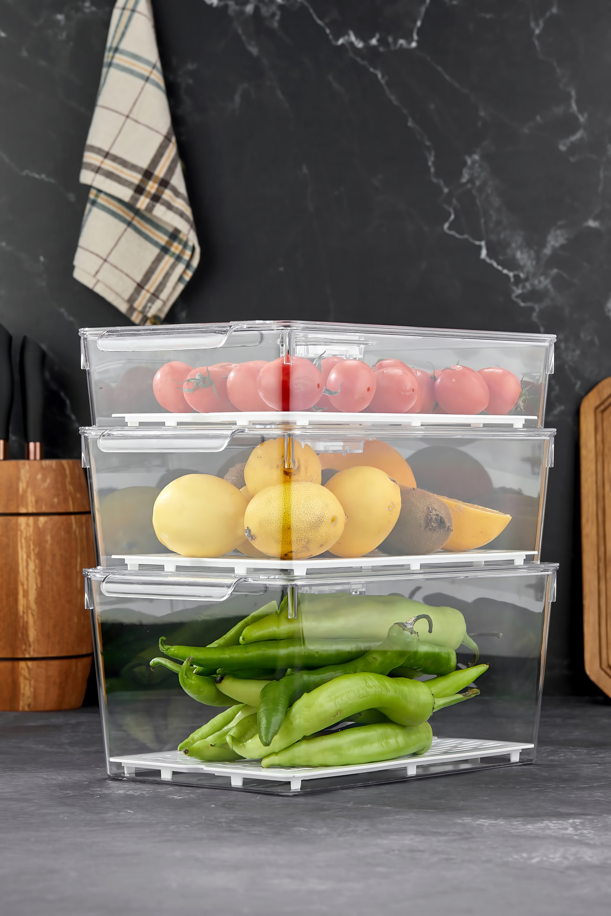 MİHEL Gloss AirControl Mix 3’lü Süzgeçli Havalandırmalı Kapaklı Buzdolabı & Dolap İçi Düzenleyici