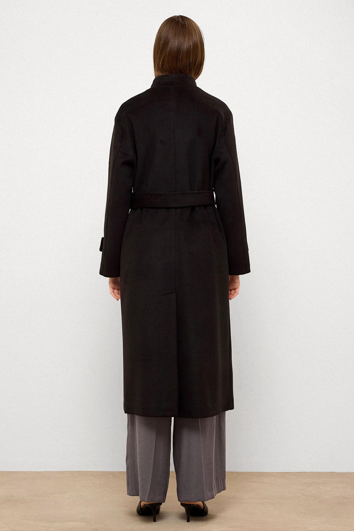 Olcay  Dik Yaka Oversize Uzun Kaban SİYAH 3124 - Görsel 7