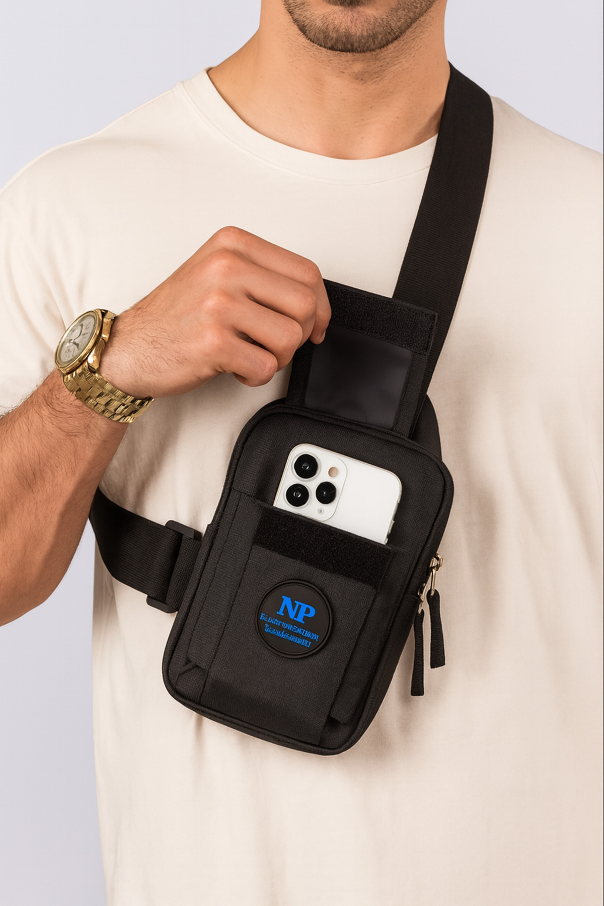 NEWISH POLO ACCESSORIES  Newish Yuppy Club Keten Telefon Bölmeli Bel Ve Çapraz Omuz Çanta Göğüs Seyahet Günlük Bodybag - Görsel 5