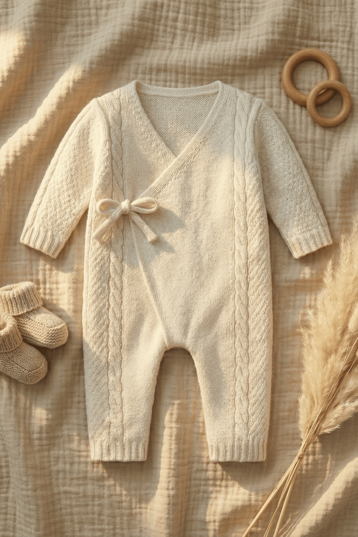 Babily Bebek Kimono Bağcıklı Örgü Tulum Triko 0-1 Yaş Unisex fotoğrafı 5 (önizleme)