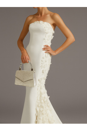 NAZART Kadın Taşlı İnci Abiye Clutch Zincir Askılı El Düğün Nişan Gece Çantası