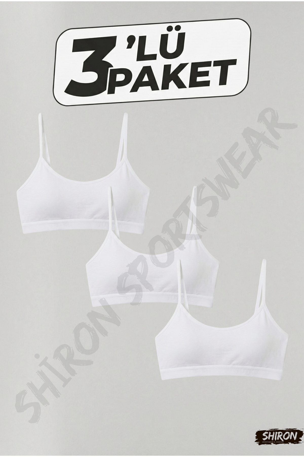 Women's White 3-Pack Cotton Bustier Half Singlet with Rope Strap
