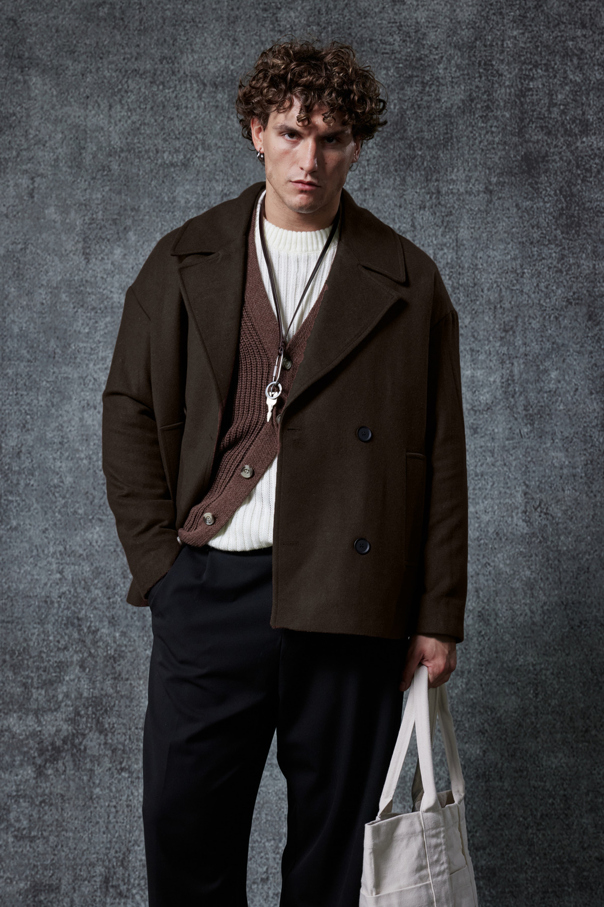 ablukaonline  Erkek Oversize Kruvaze Kaban Koyu Kahve - Görsel 5