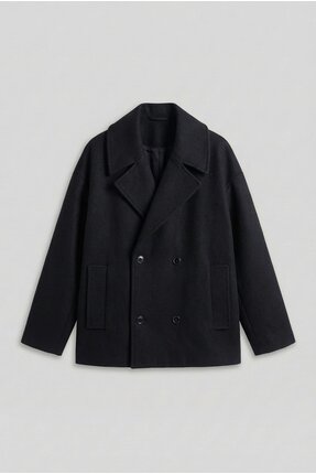 ablukaonline Erkek Oversize Kruvaze Kaban Siyah