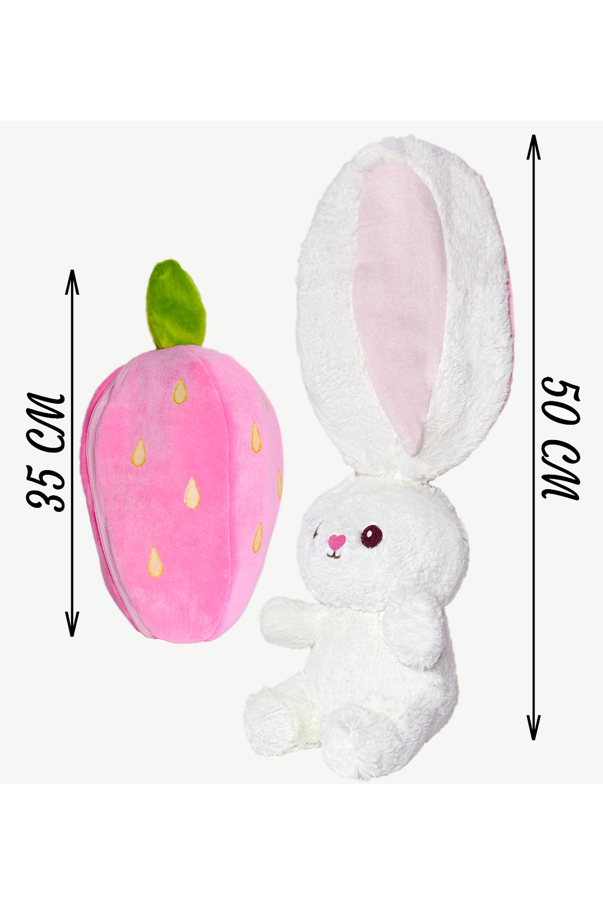 Pandamkee Özgüneroyuncak 50 Cm Çilek Çantalı Tavşan Sevgiliye Özel fotoğrafı 5 (önizleme)