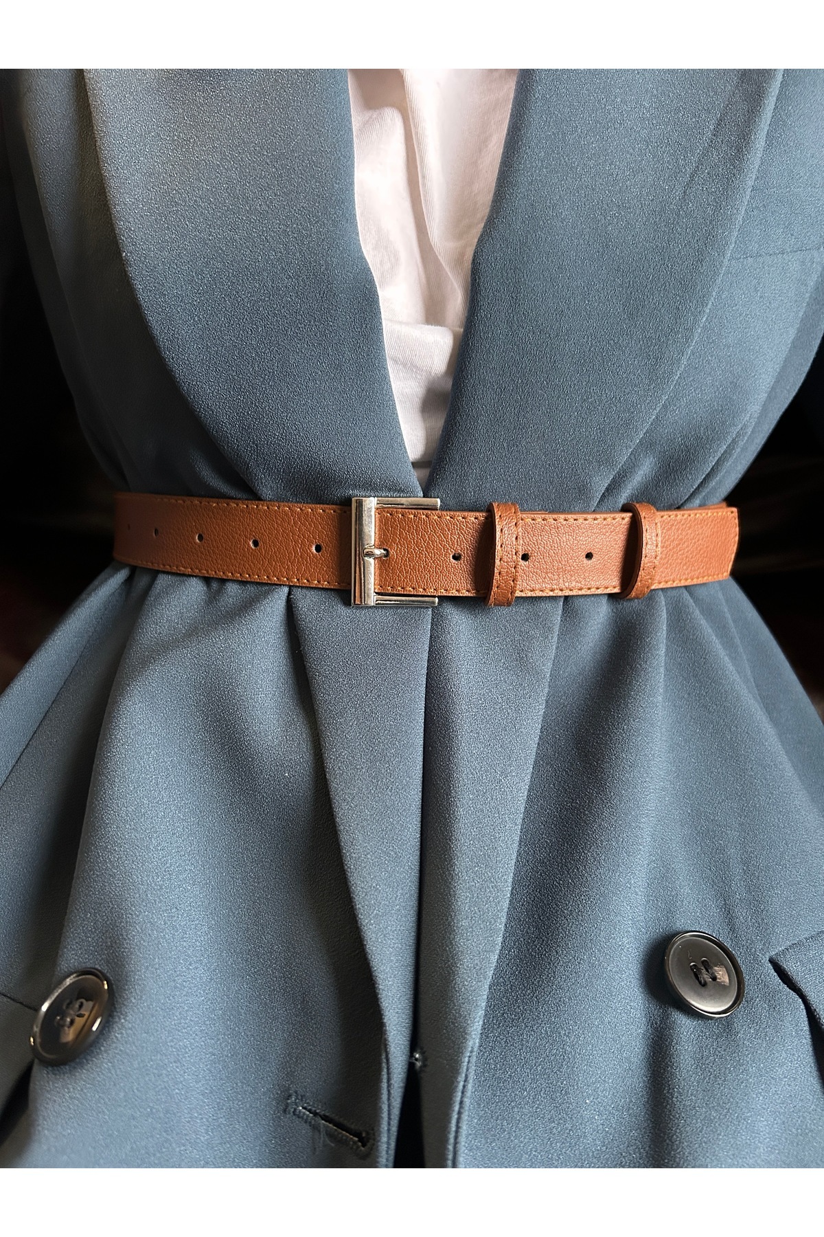 Lyric Square Pattern Women Silver Buckle Belt Jacket Belt Dress Belt Pants Belt