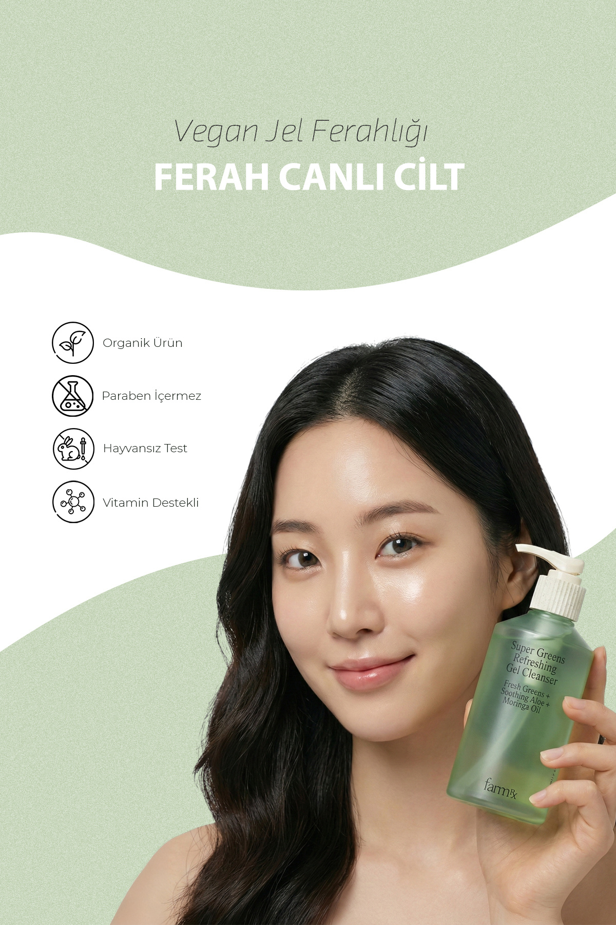 Super Green Vegan Arındırıcı ve Temizleyici Yüz Yıkama Jeli 240 ml — cleanser240 — تصویر 3 از 6