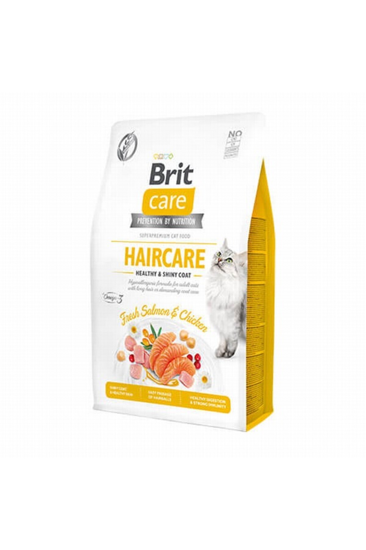 Brit Care Haircare Hypoallergenic Healthy & Shiny Coat Tavuklu ve Somonlu Tahılsız Yetişkin Kedi Mam