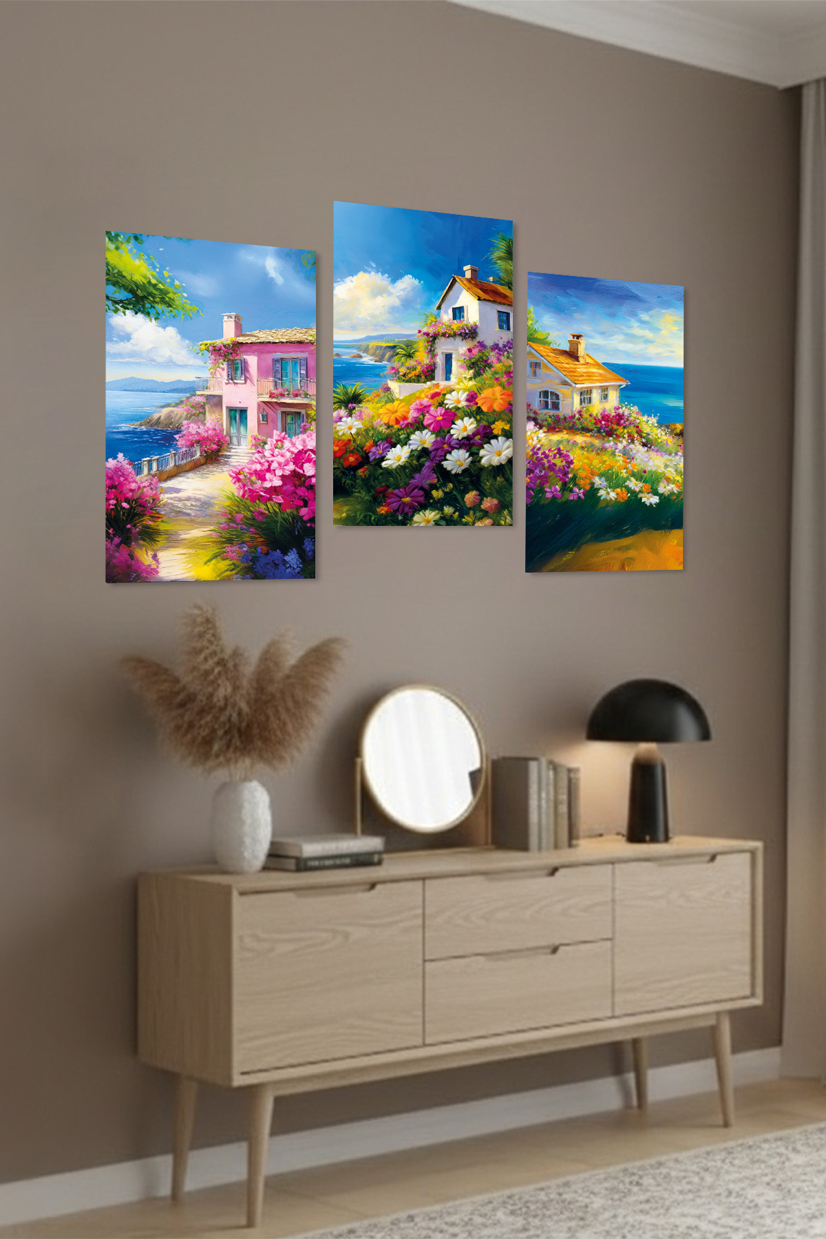 Sea View Home Spring Flowers 3 Pcs Mdf Table