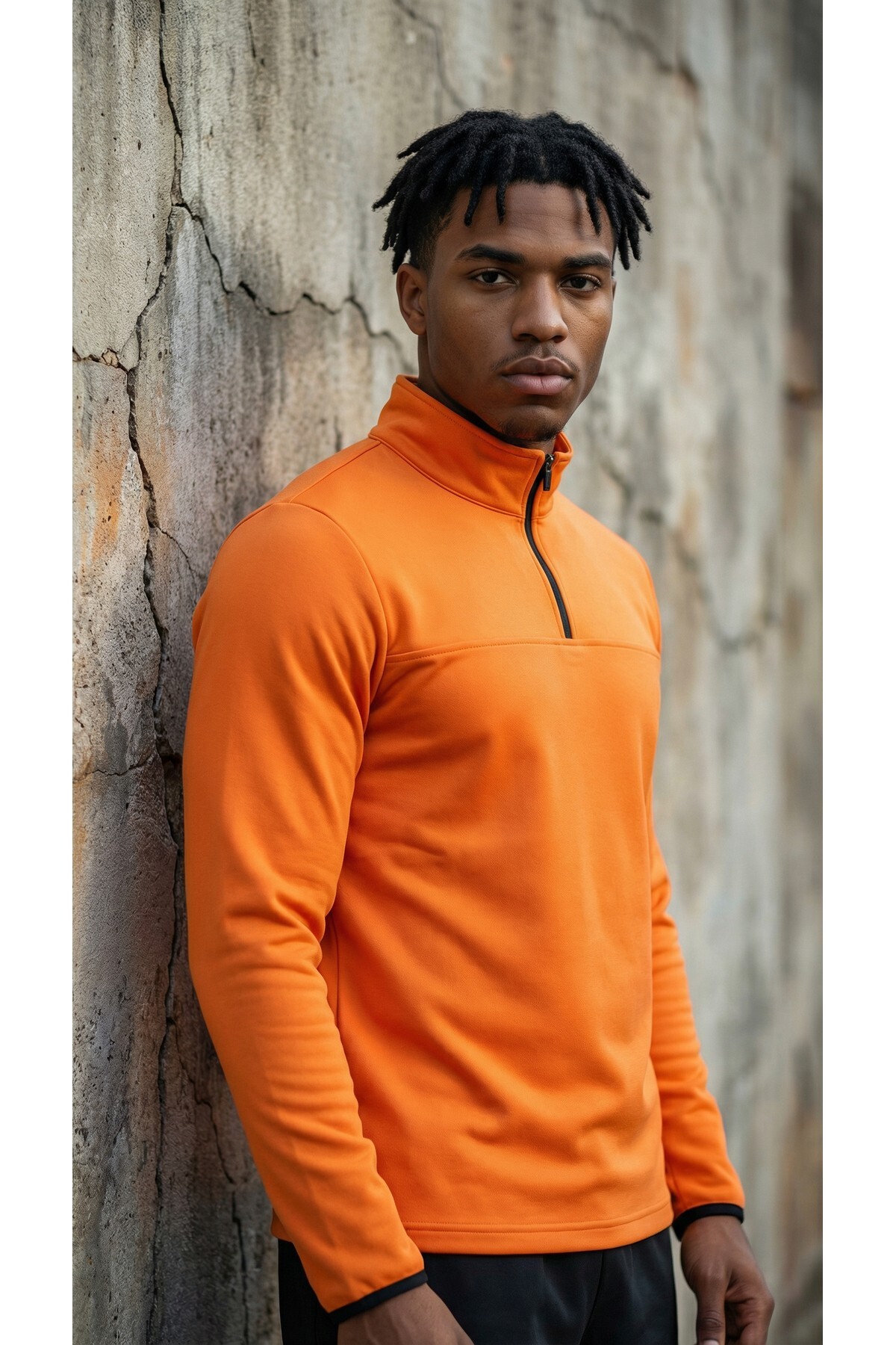 CLAW UP WORK SCUBA HALF ZIP SWEAT | BRUNT ORANGE (Slim Fit Yarım Fermuarlı Scuba Sweatshirt) görsel 4