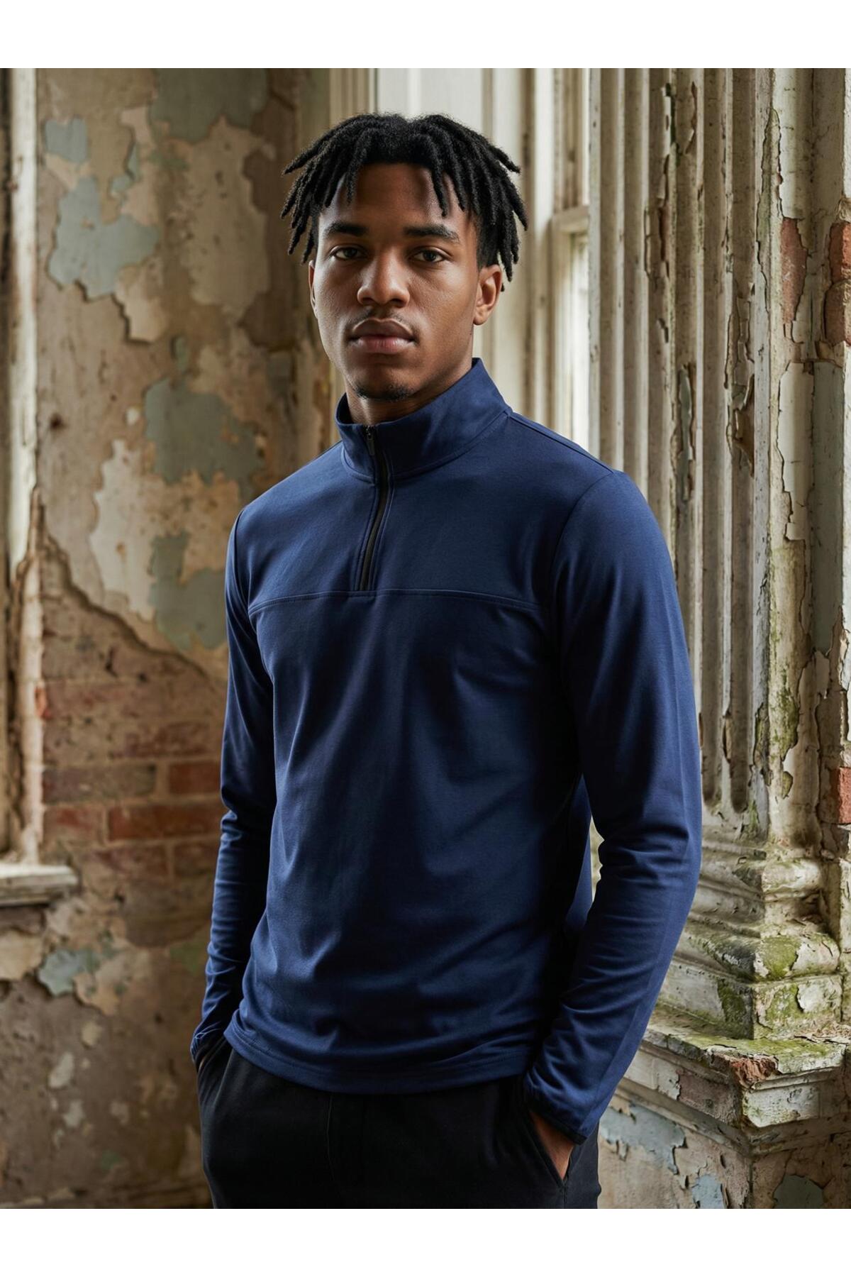 CLAW UP WORK SCUBA HALF ZIP SWEAT | DEEP NAVY (Slim Fit Yarım Fermuarlı Scuba Sweatshirt) görsel 2