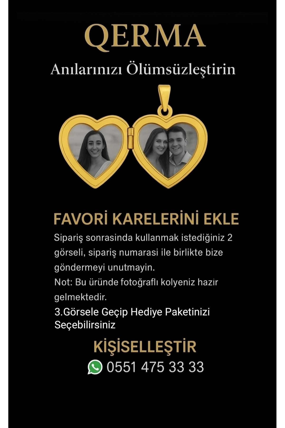 QERMA ÇELİK Hiç Çıkarma Kolyesi Fotoğraf Koyulabilen Açılabilir Açılır Kapaklı Kalp Kolye Açılabilen