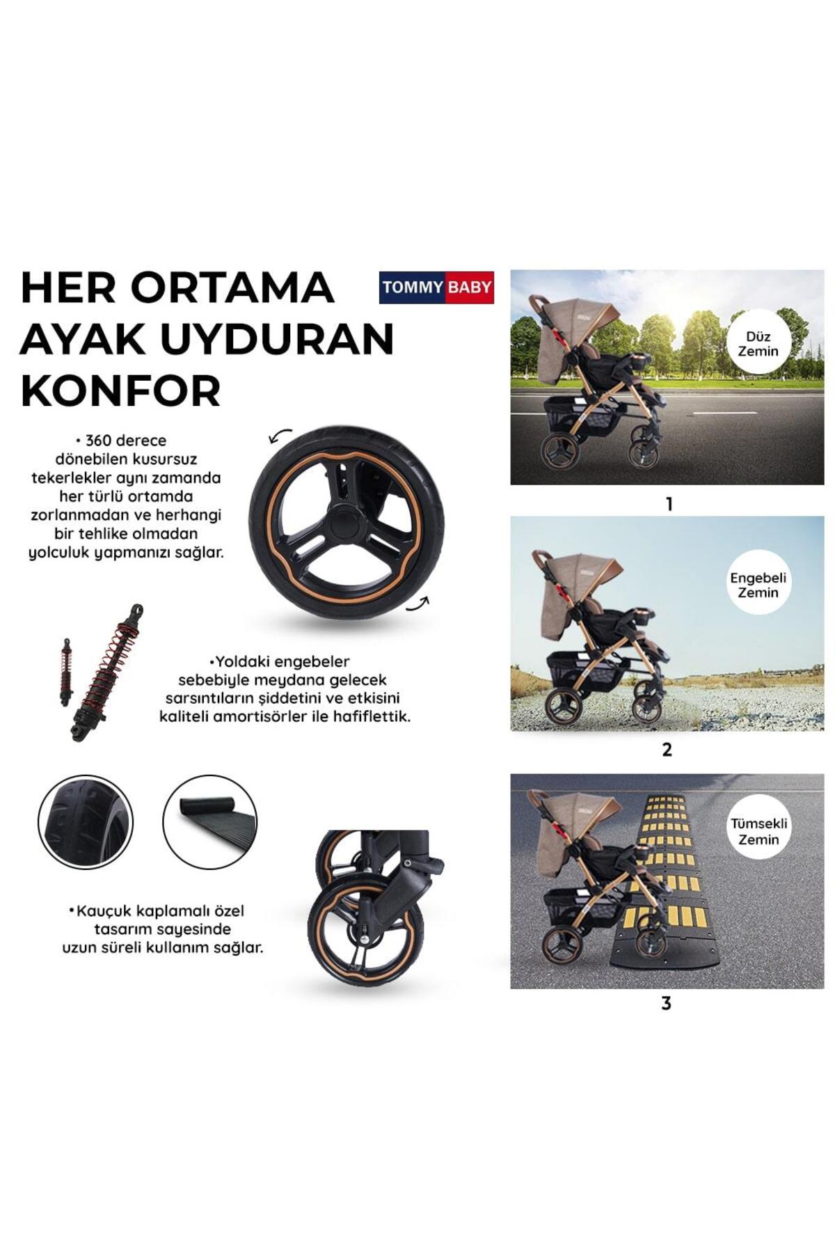 Tommybaby Tornado Plus Gold Alüminyum Lüx Çift Yön Bebek Arabası fotoğrafı 5 (önizleme)