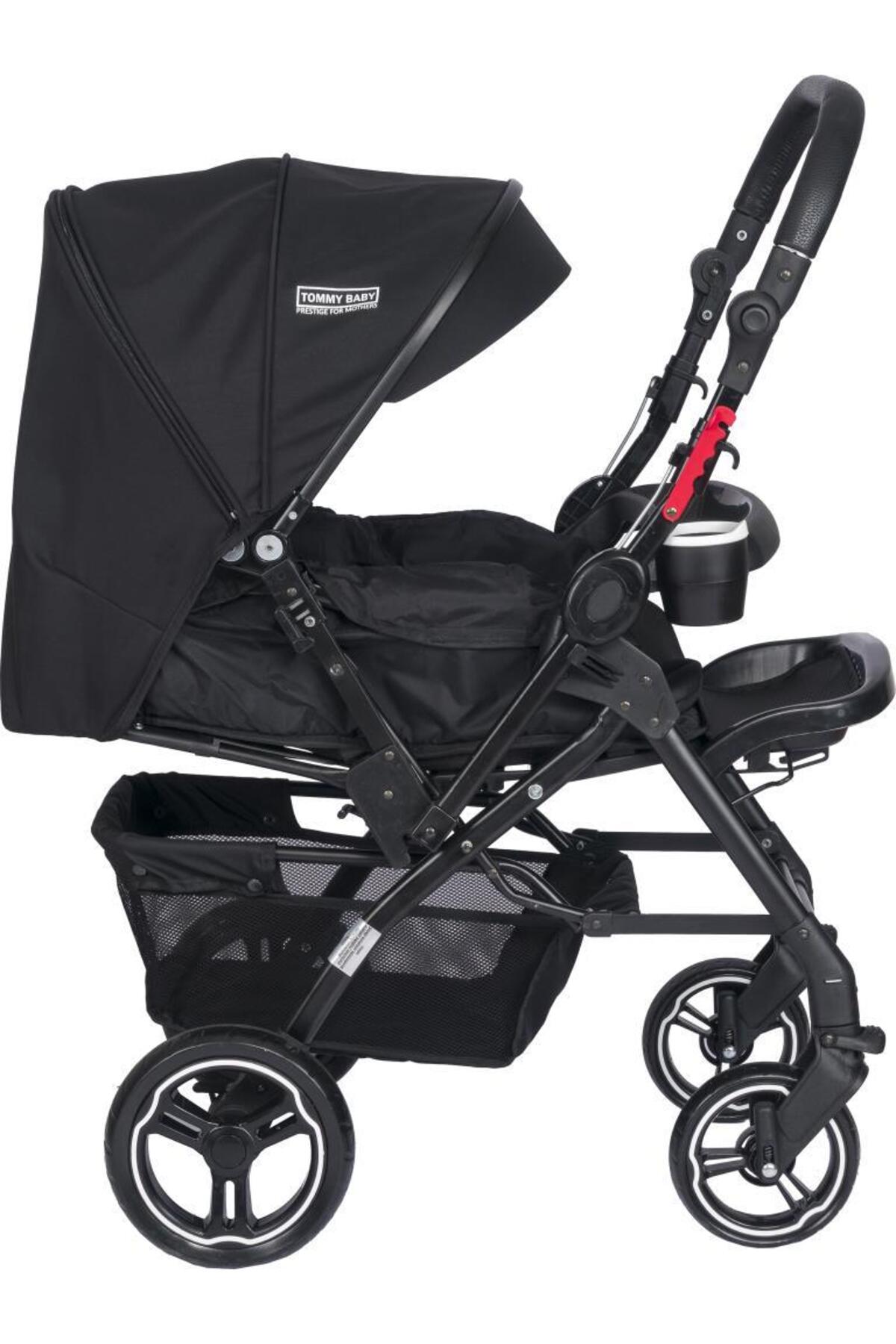 Tommybaby Tornado Plus Black Alüminyum Lüx Çift Yön Bebek Arabası fotoğrafı 3 (önizleme)