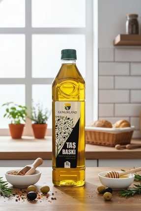 GEMLİKLAND Pet Şişe Taşbaskı Zeytinyağ 1 lt