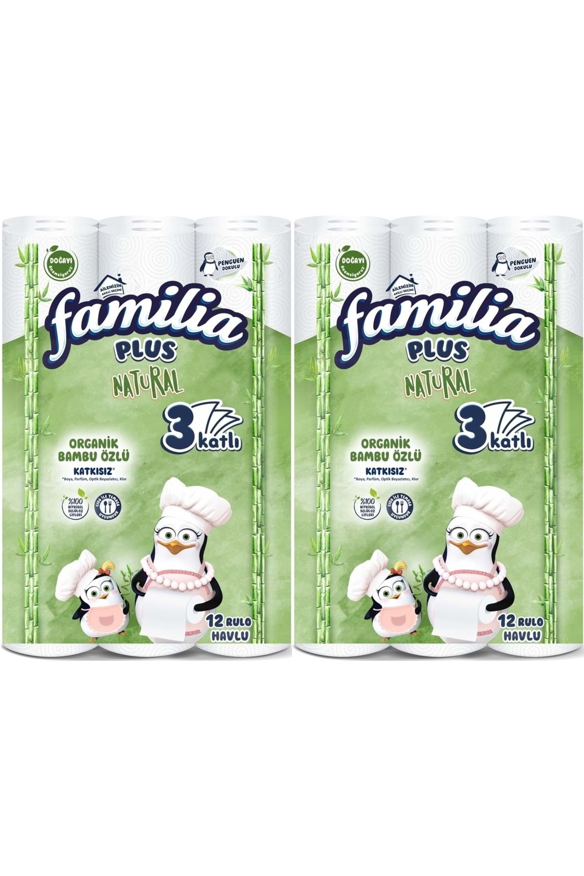 Familia Kağıt Havlu Natural (3 Katlı) Organik Bambu özlü 24 Lü Pk (2PK*12)