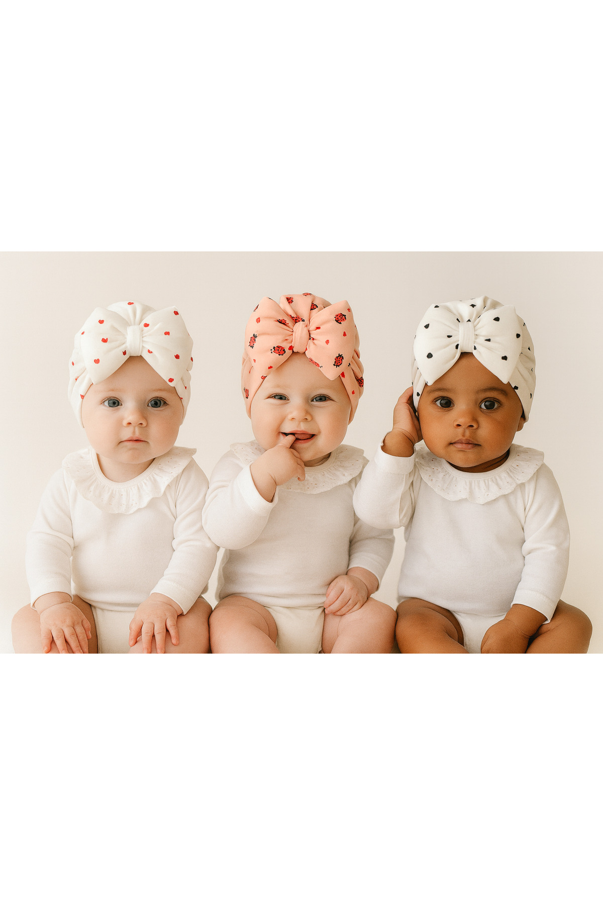 UmBaby 3 Adet Kız Bebek Bone Bandana 0/2 Yaş Pamuklu Soft Yaz Renkleri(GÖRSEL DESENLERİ GÖNDERİLECEKTİR) fotoğrafı 5 (önizleme)
