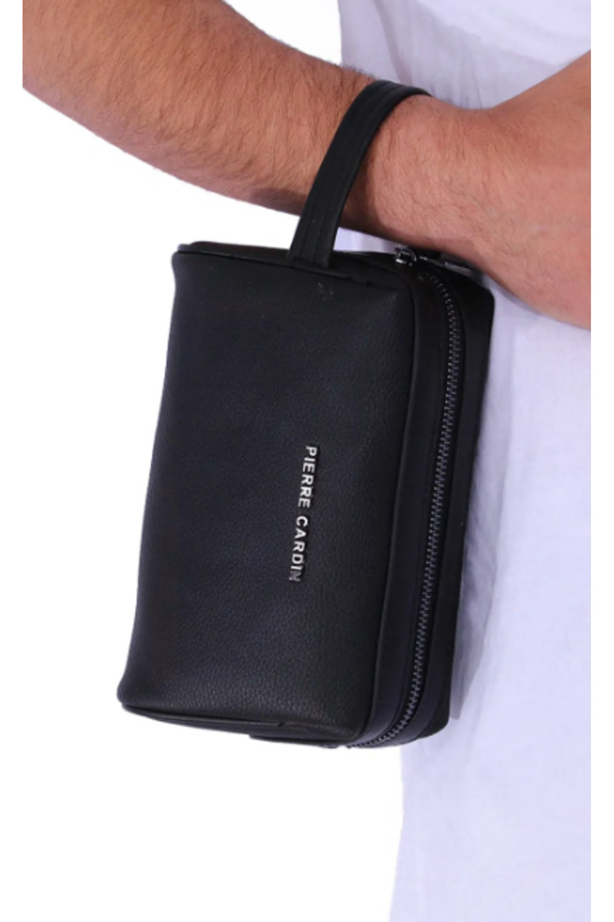 Pierre Cardin Siyah El Tutma Saplı Fermuar Kapamalı Erkek El Çantası - Potföy Çanta - Clutch 01PC002001 görsel 2