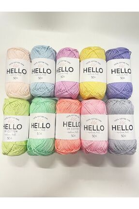 Hello Cotton 50 Gram Punch & Amigurimi İpliği 10'lu Paket %100 Cotton