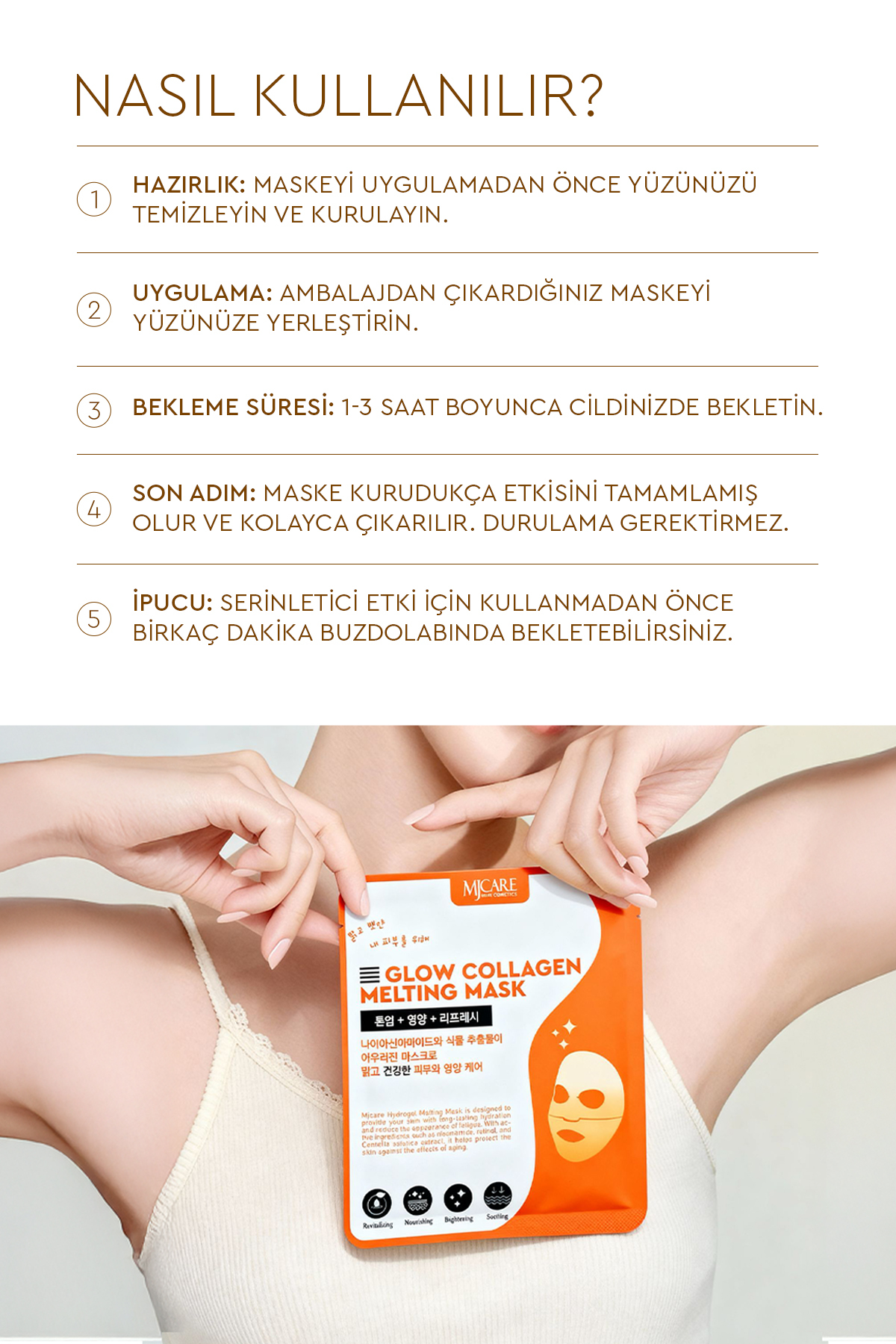 Glow Collagen Melting Mask - Hydrojel Şeffaflaşan Eriyen Maske 5'li — 1518516 — تصویر 4 از 6