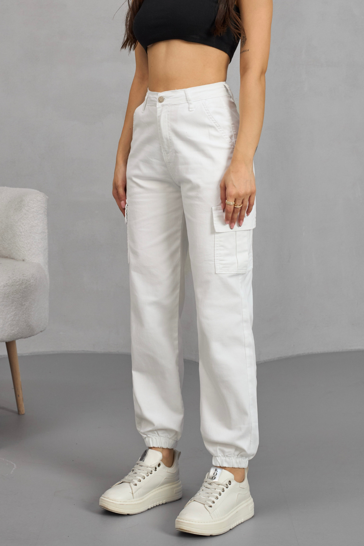 Women's High Waist Elastic Jogger Cargo Pocket Pants