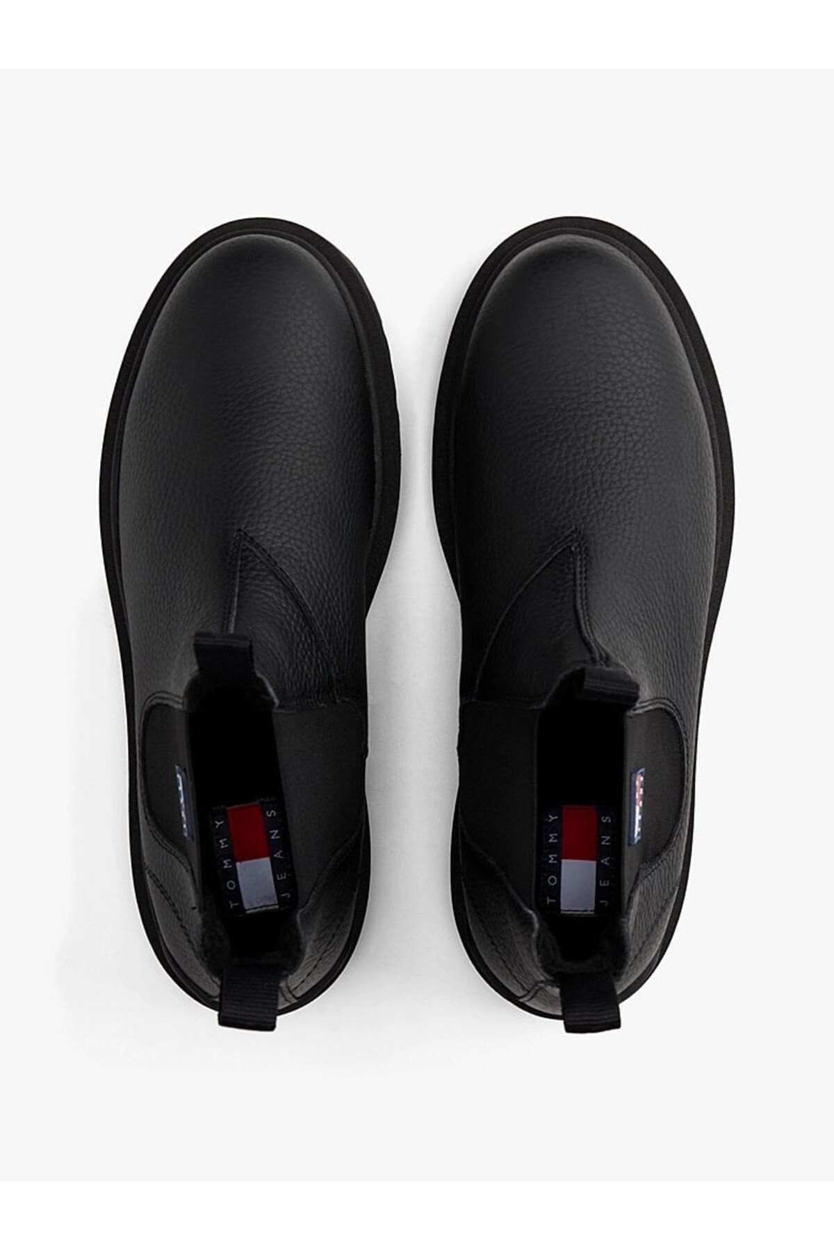 Tommy Hilfiger Erkek Toka Marka Logolu Deri Şık Tasarımlı Günlük Kullanıma Uygun Siyah Bot & Bootie görsel 3