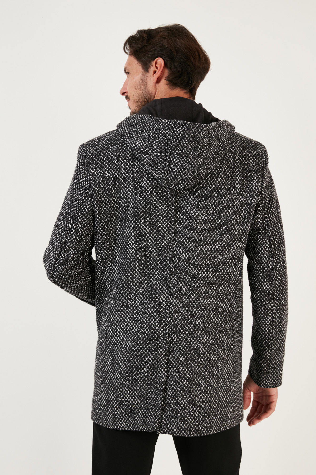 Buratti  Çıkarılabilir Kapüşonlu Kırçıllı Slim Fit Kaşe Kaban Erkek KABAN 5841013 - Görsel 6