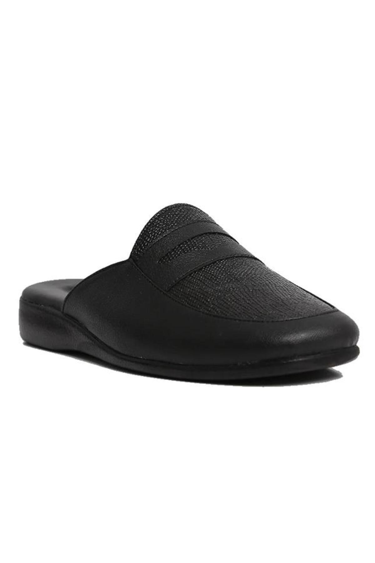 پیر کاردین 288-2 جهیزیه داماد مردانه دمپایی چرم مشکی طرح کروکودیل