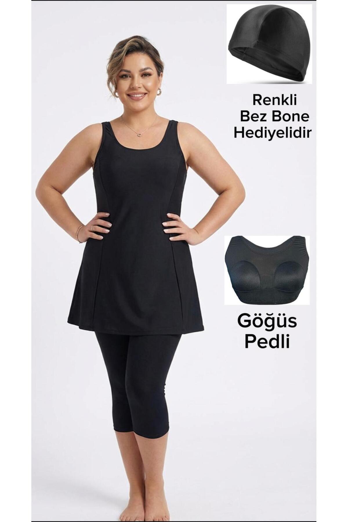 vawensea Kadın Likralı Taytlı Elbise Mayo Siyah