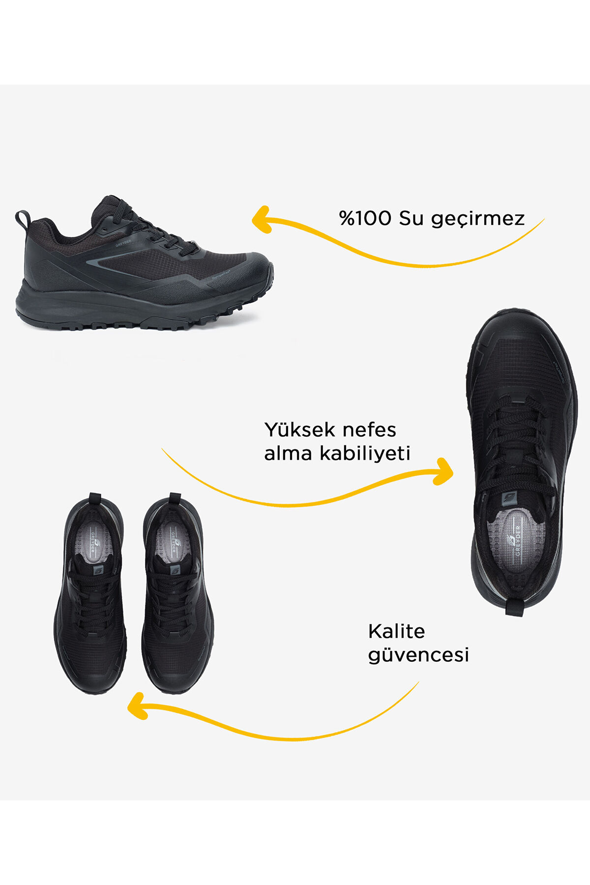 Greyder  Kadın Siyah Su Geçirmez Outdoor Ayakkabı 5K2GA18881 - Görsel 2