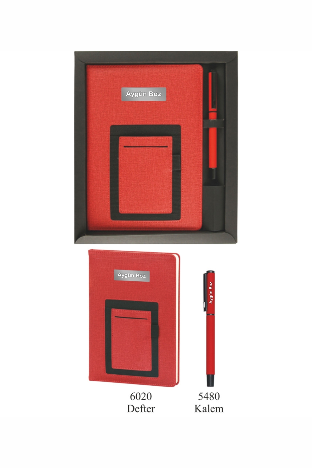VIP Hediyelik Set - Defter ve Kalem - (2’li Kurumsal Hediye Seti) - 4205 Kırmızı