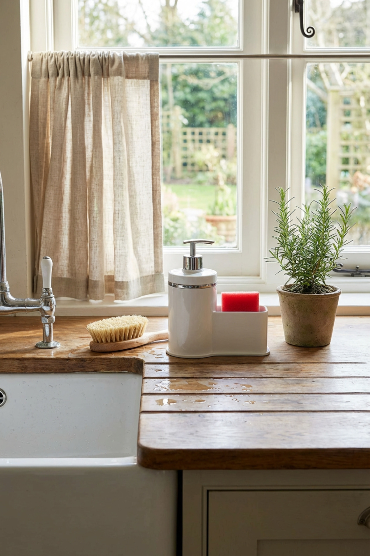 MAKRİ HOME Mutfak Veya Banyo İçin Şık Gümüş Detaylı Süngerlikli Sıvı Sabunluk , Yerli Üretim