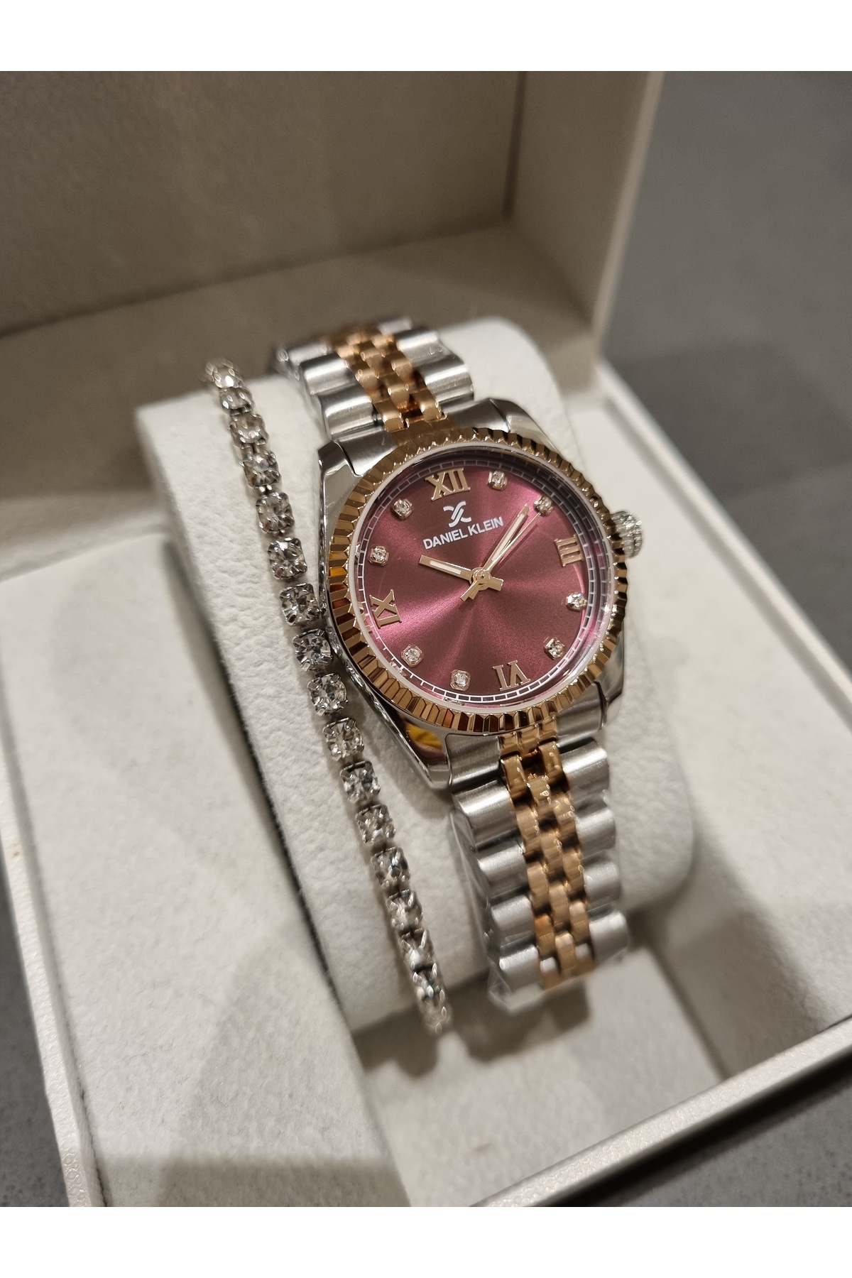 Daniel Klein YENİ MODEL DK - Rose Bicolor Çelik Bilezik Mürdüm Kadran Kadın Kol Saati+hediye Bileklik görsel 5
