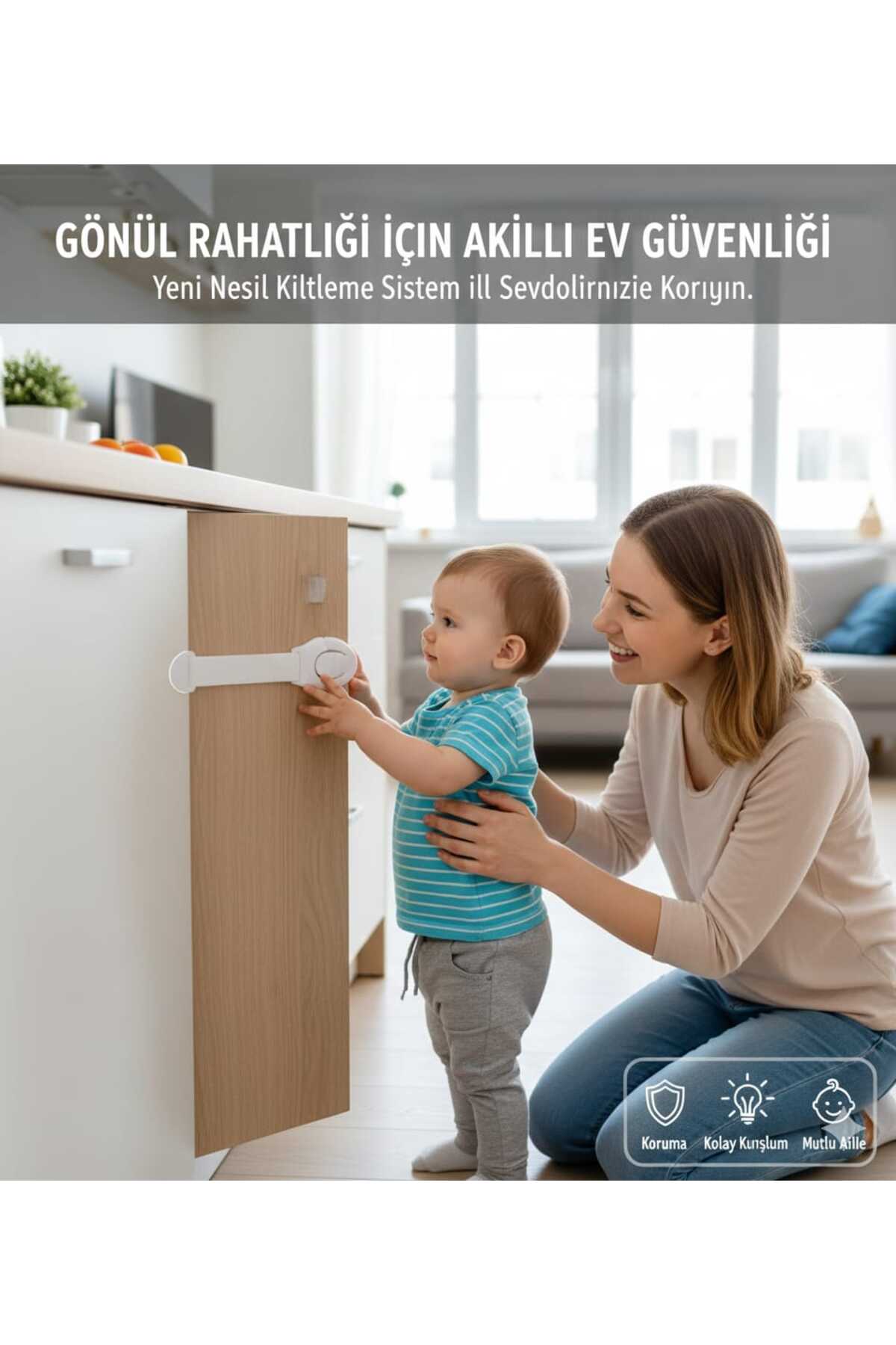 LOVYCO 1 Adet Çocuk Kilidi Bebek Güvenlik Koruma Dolap Kilidi Çekmece fotoğrafı 4 (önizleme)