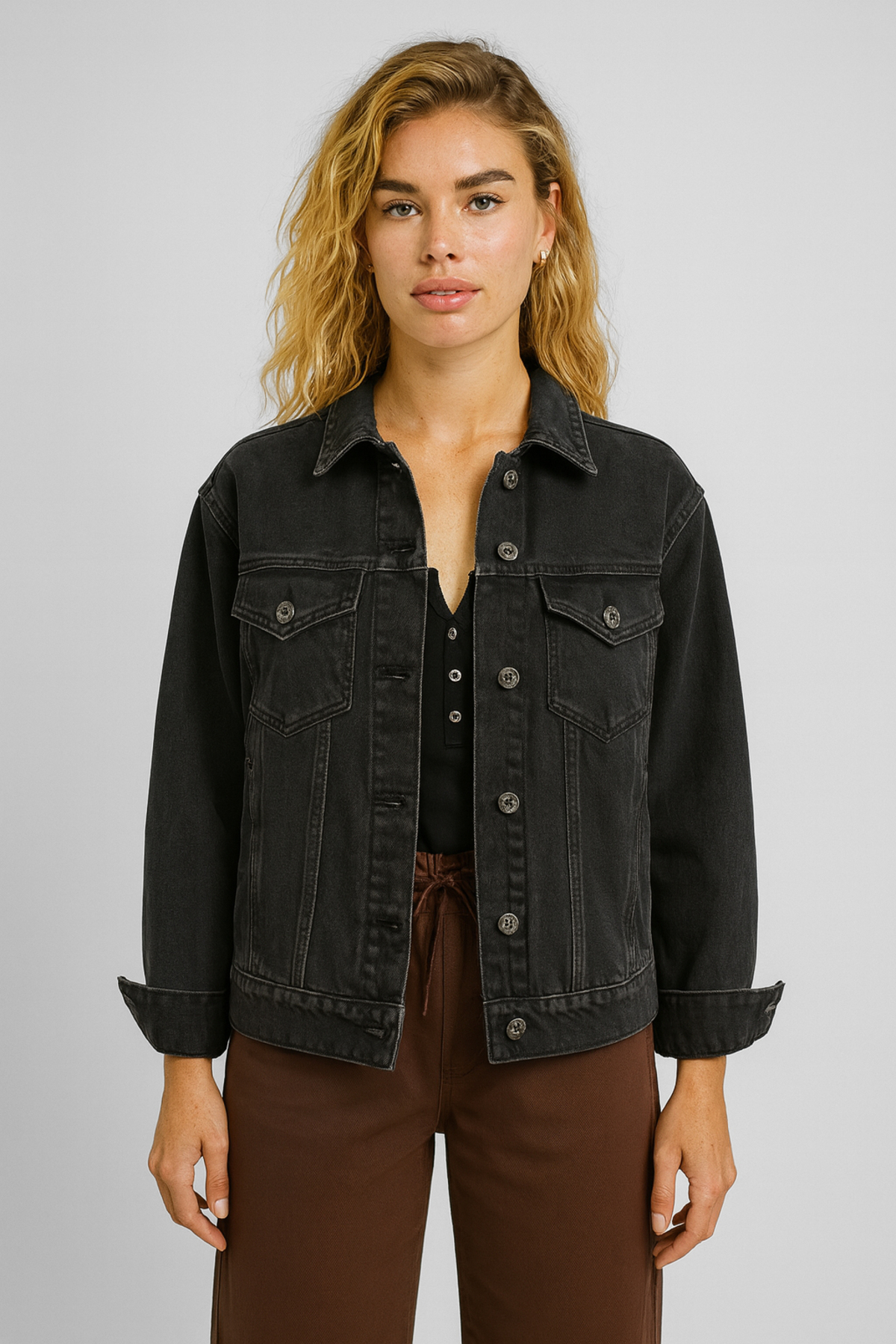 VENA  Kadın Maya Black Jean Ceket %100 Pamuk - Black