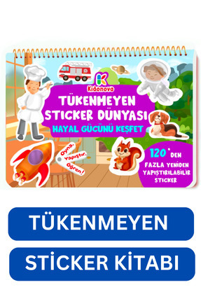 Kidonova Tükenmeyen Sticker Kitabım: Hayal Gücünü Keşfet (120+ Tekrar Kullanı...