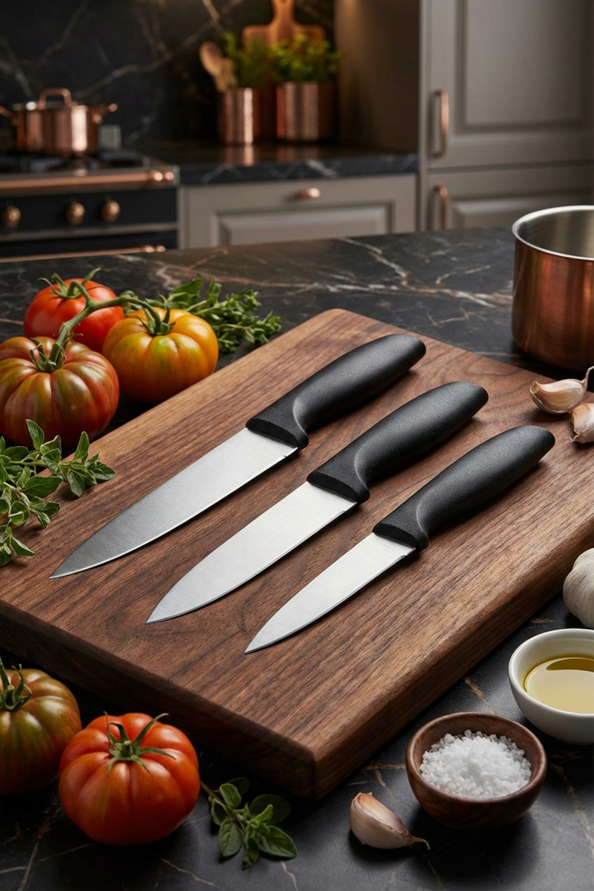 Rooc 3'lü Paslanmaz Çelik Mutfak Bıçak Seti - Ergonomik Sap