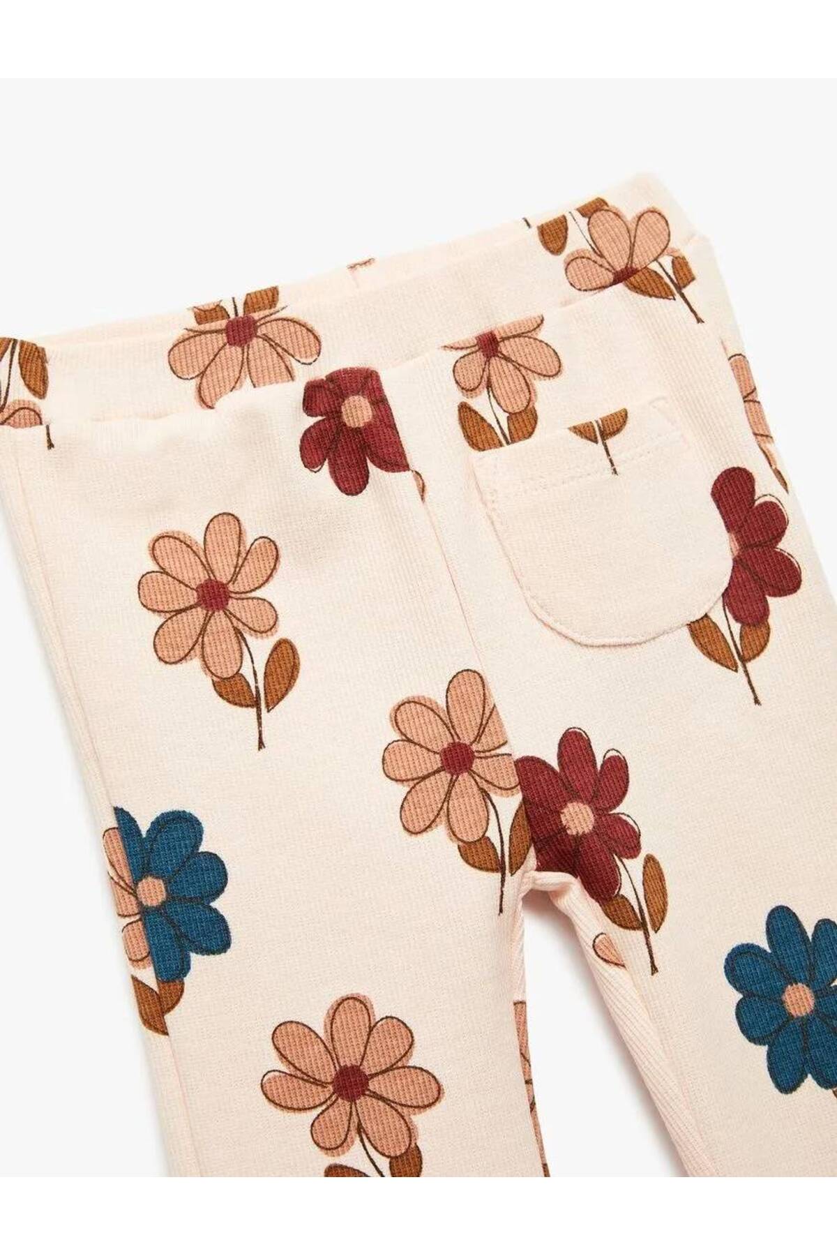 Koton Çiçekli Kaşkorse Pamuklu İspanyol Paça Pembe Kız Bebek Tayt 6Wmg40004Ak fotoğrafı 4 (önizleme)