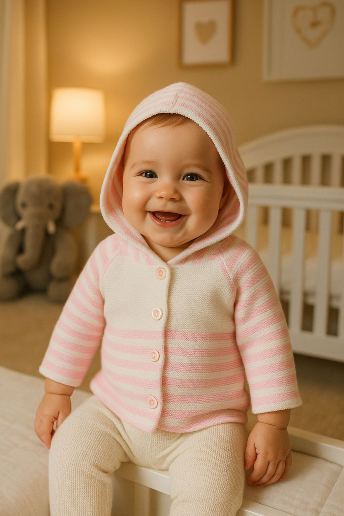 Hooded Double-Layer Knitwear Baby Girl-Boy Cardigan