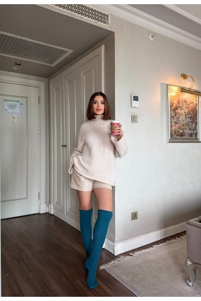 LAGRANZE Cozy Line Premium Kadın Diz Üstü Jakarlı Çorap