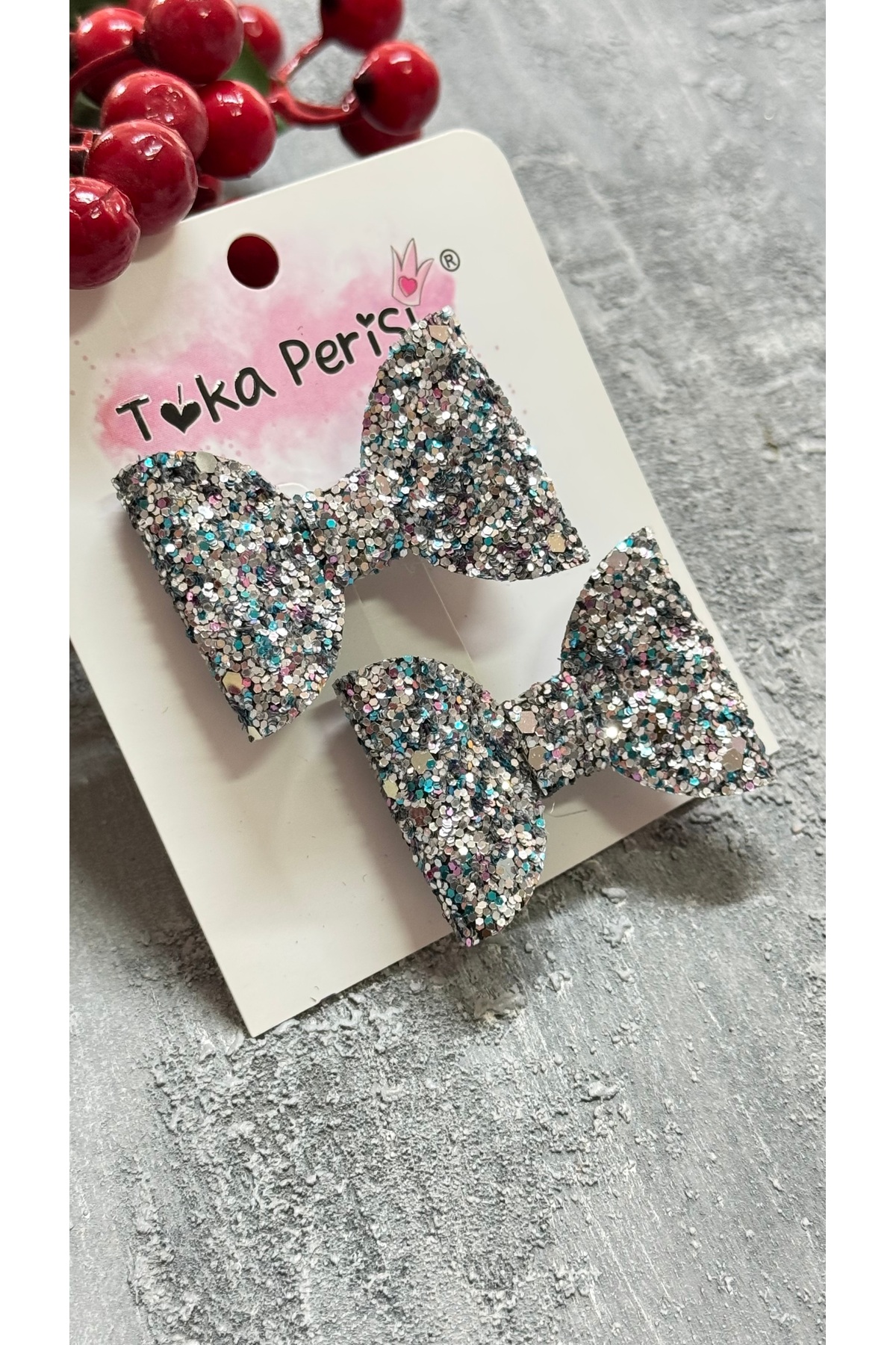 Baby Silver Mix Glitter Glitter Bow Clip Buckle ( 4cm metal clip buckle )