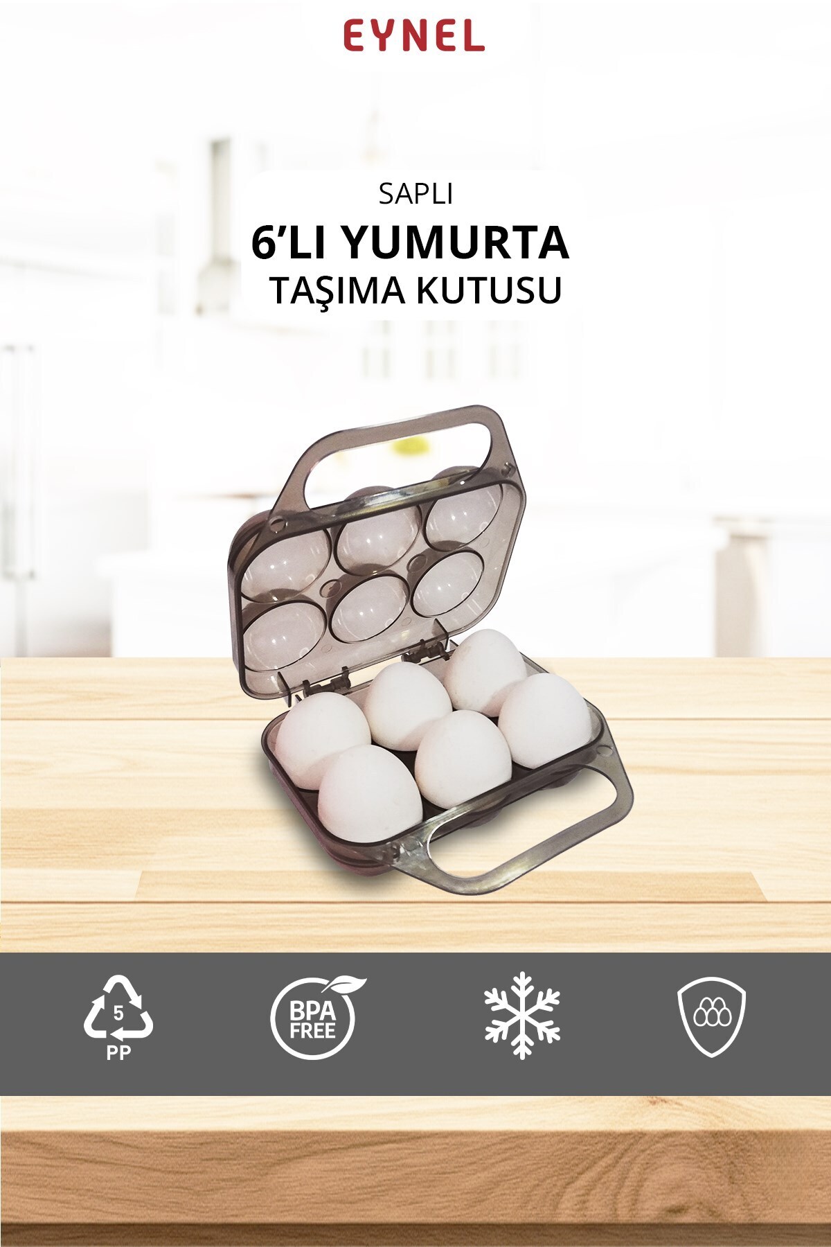 6-Piece Egg Carrying Box with Handle, Plastic Fridge Egg Holder Picnic Practical Egg Carrying