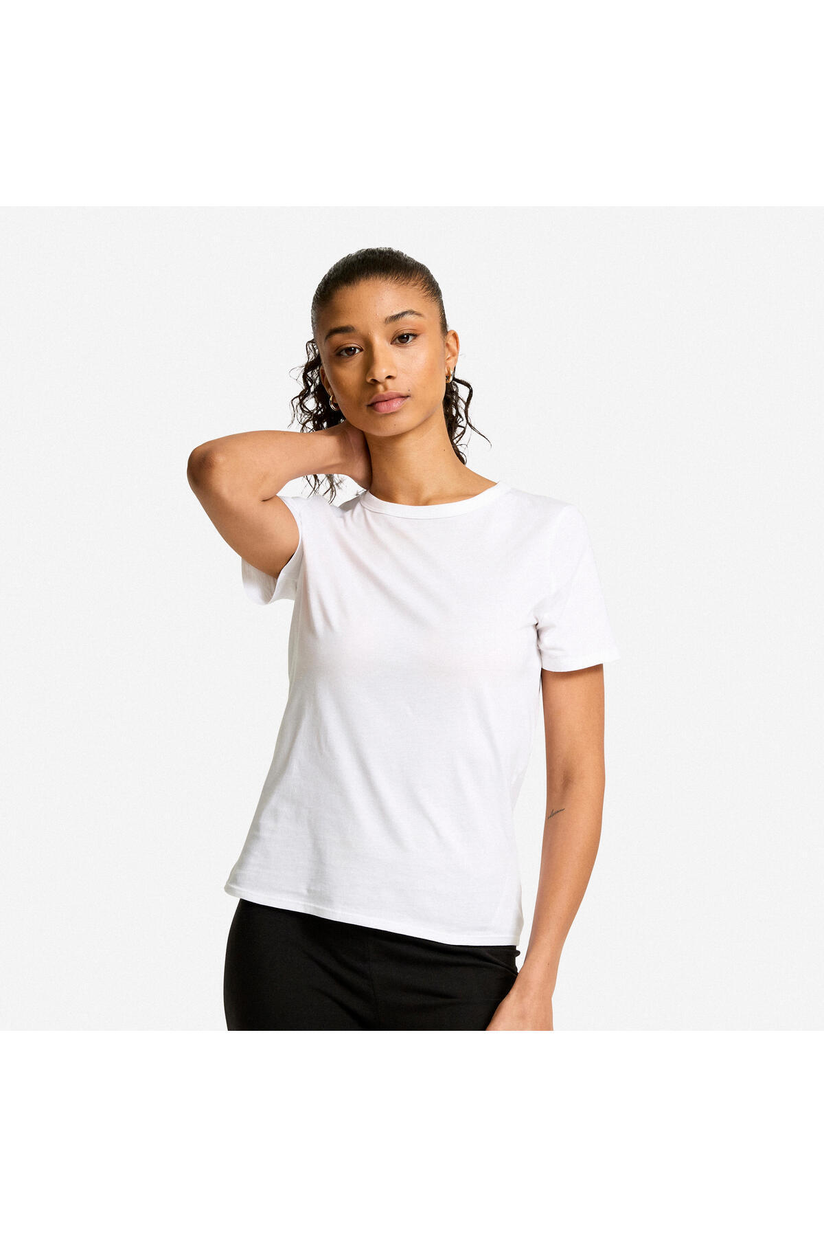 Decathlon Domyos Kadın Beyaz Regular Spor Tişörtü 100 - Fitness Hafif Antrenman