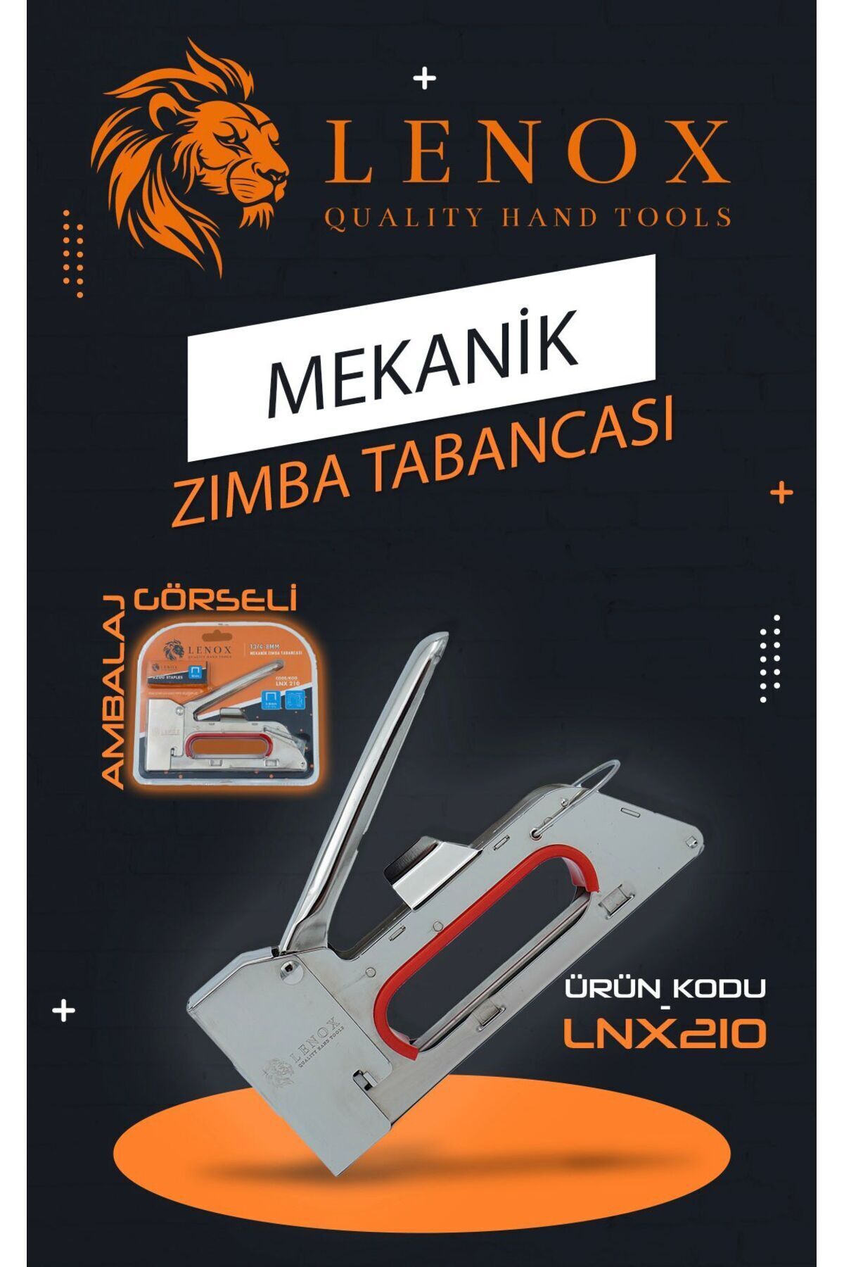 Lenox Tools Mekanik Zımba Tabancası 4–8 mm Güçlü El Zımbası Ahşap