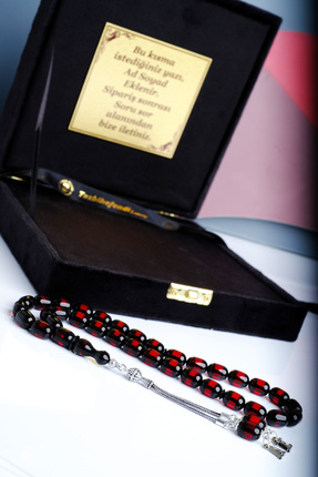 TESBİHEFENDİ Kutulu Harfli Ve 925 Ayar Gümüş Püskül Hediyelik Sürmeli Ateş Ke...