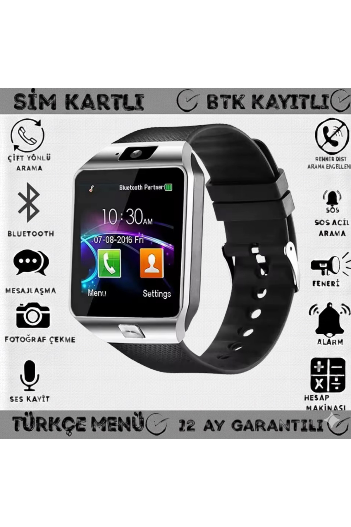 DZ09 Akıllı Smart Watch Sim Ve Hafıza Kartlı Kameralı Akıllı Saat