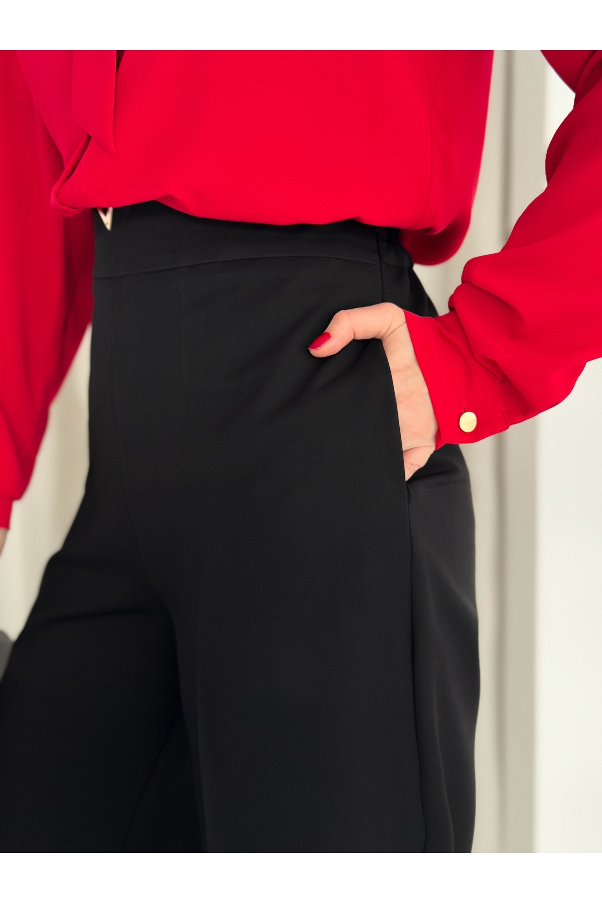 VUNTAL  Kravatlı Metal Düğmeli Şık Gömlek - Görsel 6