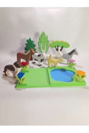 Wox Ahşap Çiftlik Hayvanları Oyuncak Seti Montessori Waldorf